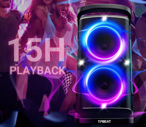 Głośnik TPBEAT TP-PT-01 Bluetooth 160W z basem, światłami LED i mikrofonem - obrazek 5