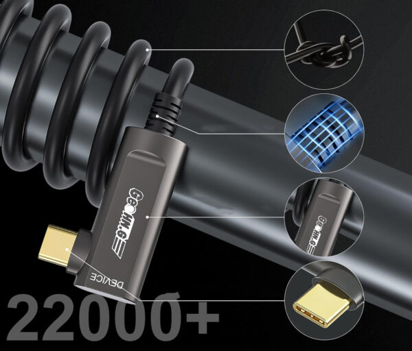 Kabel USB-C światłowodowy GeoHN.G 15m 90° 10Gb/s do VR AR Quest 2 - obrazek 7