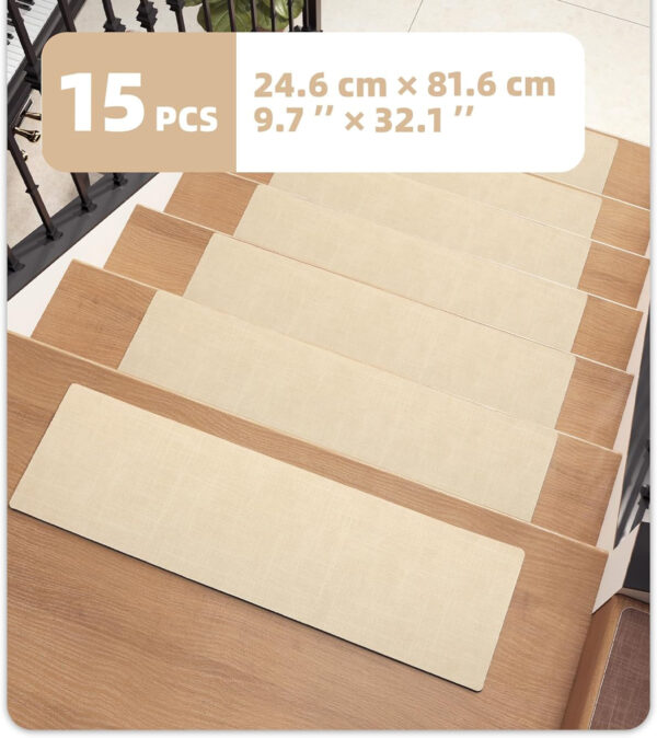 Zestaw 15 mat Color G na schody, antypoślizgowe, 24.6x81.6 cm, beżowe - obrazek 7