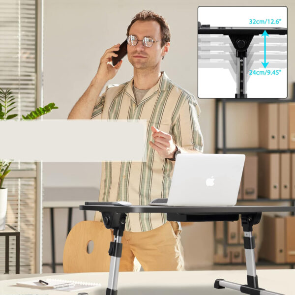 Stolik na laptopa AirOpen AC077 składany 60×34 cm czarny przenośny blat biurkowy z regulacją - obrazek 2