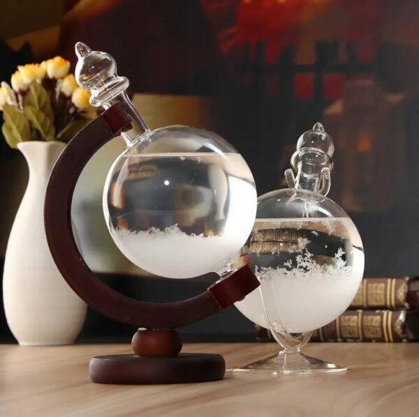 Barometr szklany Stormglass RESTEQ elegancki prognozator pogody z efektem krystalizacji - obrazek 4