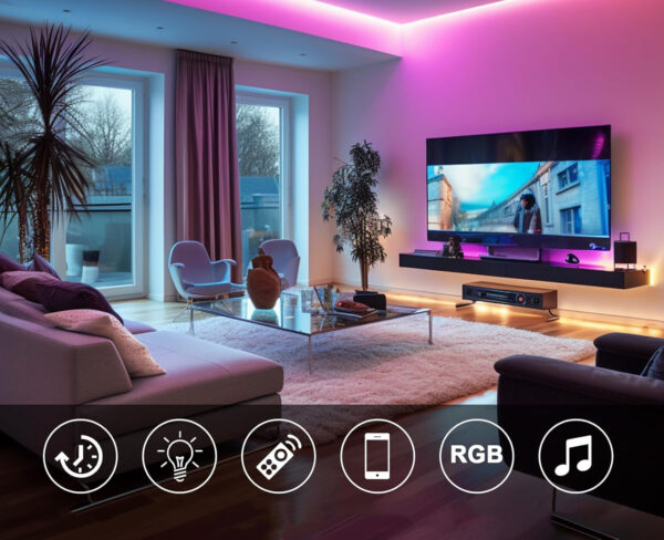 Taśma LED Neon BAGZY, RGB 10 metrów, 230 V Zewnętrzna IP65, Powystawowy - obrazek 6