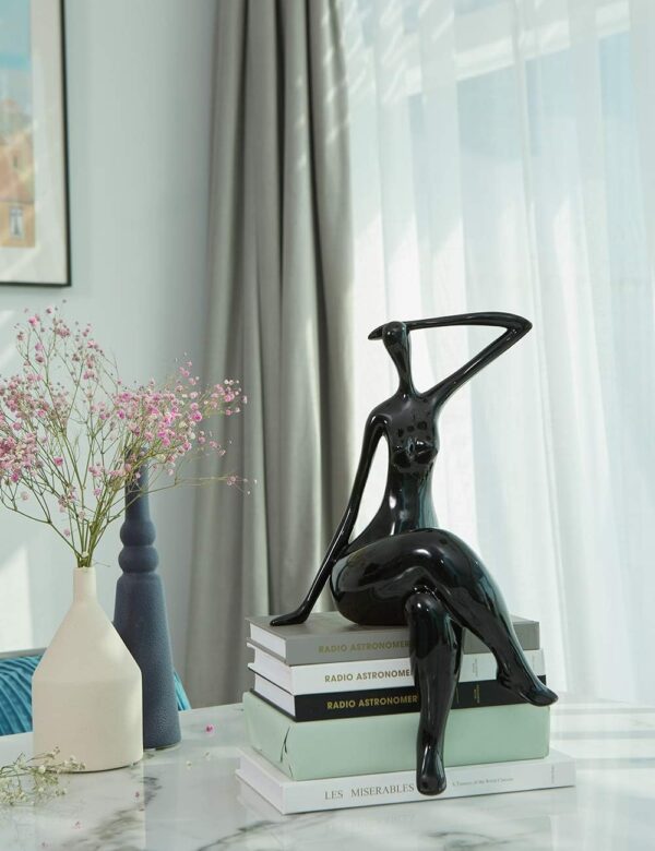 Figurka kobiety NENBOLEC czarna 40 cm elegancka dekoracja wnętrza o nowoczesnym designie - obrazek 3