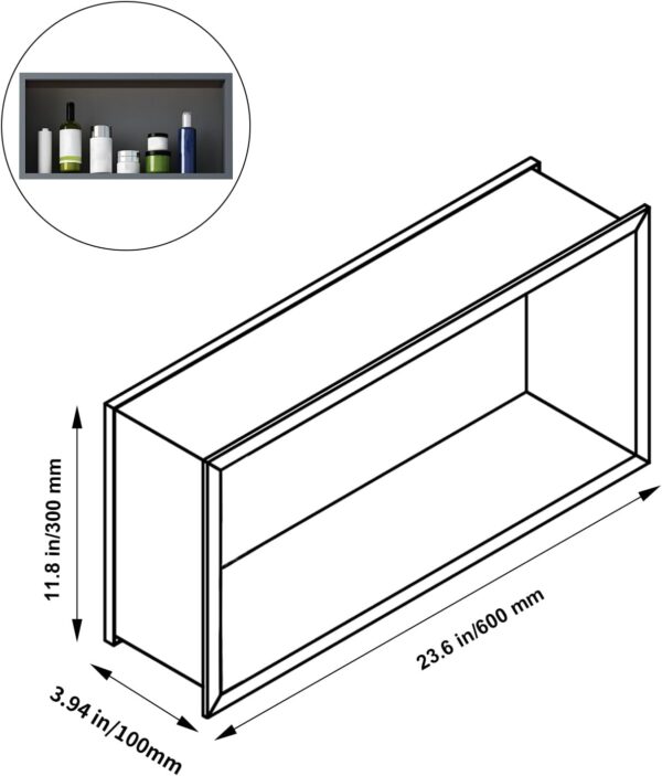 USZKODZONY Wpuszczana wnęka prysznicowa Julymoda 30×60×10 cm czarna - obrazek 2