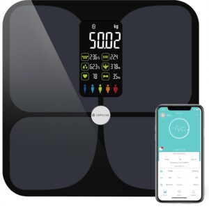 Waga z tkanką tłuszczową Lepulse, LCD Smart 180kg, czarny POWYSTAWOWA