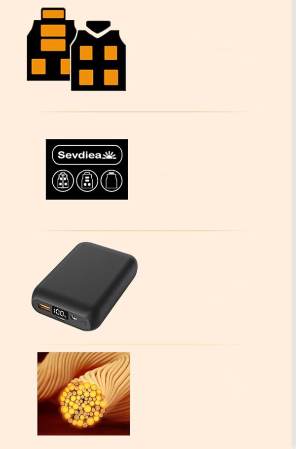 Męska kamizelka grzewcza Sevdea 16000mAh 7,4V, rozmiar XXL, czarna - obrazek 7
