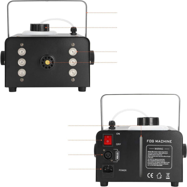 UŻYWANY Maszyna do dymu UKing 1500W LED RGB zbiornik 1L pilot 6 min grzania - obrazek 3