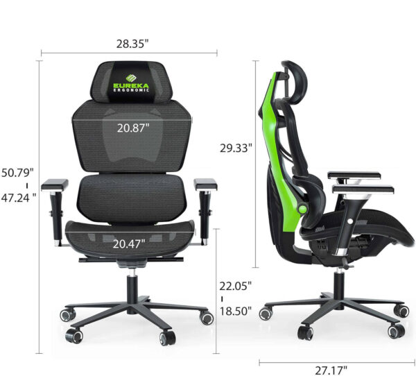 Fotel gamingowy EUREKA ERGONOMIC COD-MW2-01G z zagłówkiem, Używany - obrazek 2