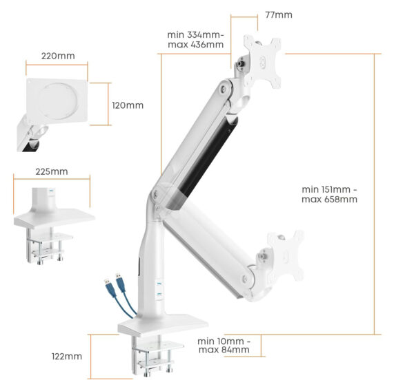 Uchwyt na jeden monitor PUTORSEN GSMT-431U (DE-LEJ1), 17-43'', do 18kg - obrazek 4