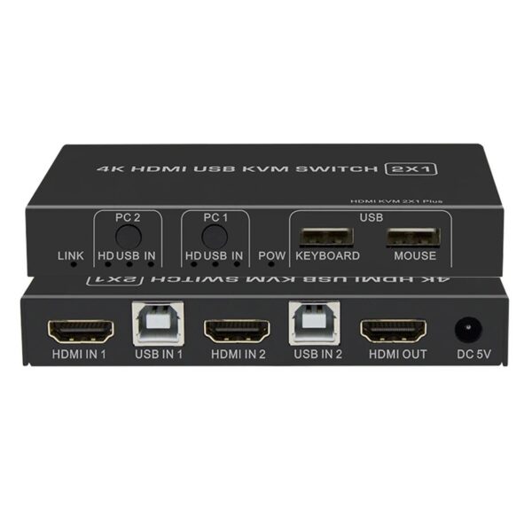Przełącznik KVM Biaze KVM08 HDMI 2.0 2 porty 4K 60Hz HDCP USB hot-swap - obrazek 3