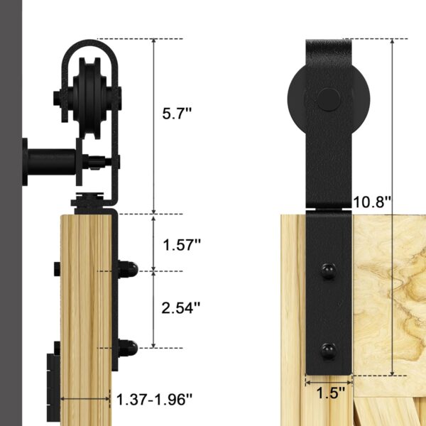 Zestaw akcesoriów do drzwi przesuwnych QINAIXQM 182 cm/6FT zestaw montażowy stalowy do drzwi typu barn - obrazek 6
