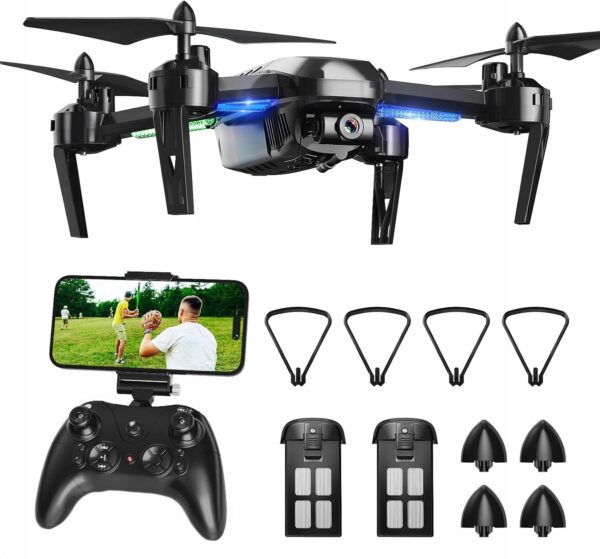 Quadcopter Wipkviey T6, FPV z kamerą HD 1080p z WiFi 2,4G, 2 baterie