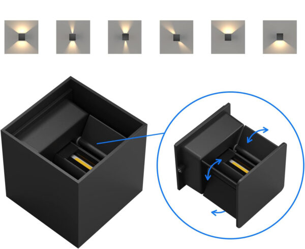 POWYSTAWOWY Zestaw kinkiet ścienny x8 K-Bright GW-A310 3000K IP65 czarny - obrazek 7