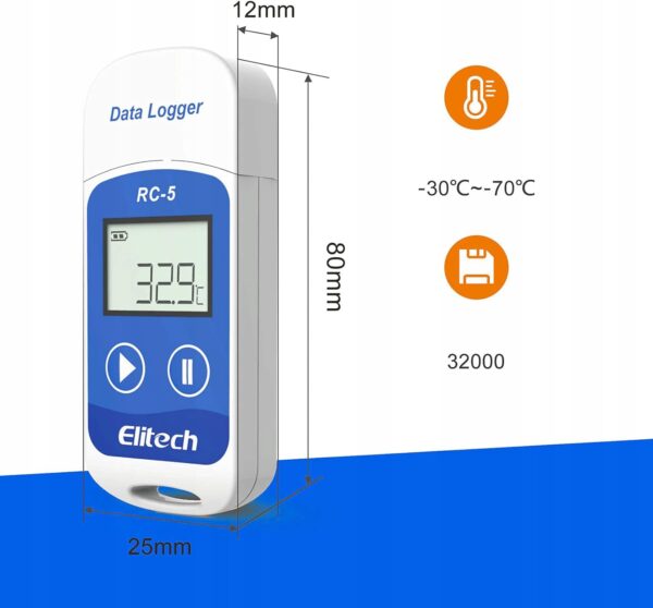 Termohigrometr Elitech RC-5 USB do 32000 punktów, dla komputerów Mac i PC - obrazek 3