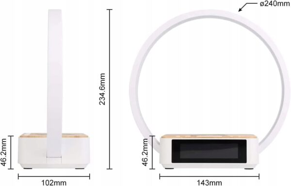 Blonbar Lampka nocna LED Budzik Qi bezprzewodowa ładowarka 10 W - obrazek 6