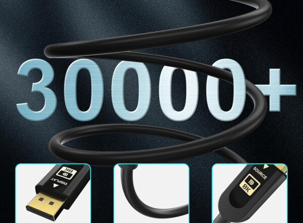Kabel DisplayPort 2.1 DP2.1 FIBBR F-DP21-8K-20 40Gbps 20m przewód do monitora 8K HDR - obrazek 6