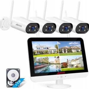 Zestaw kamer monitoringu ANRAN K04W6732, detektor ruchu, dysk 1 TB, Używany
