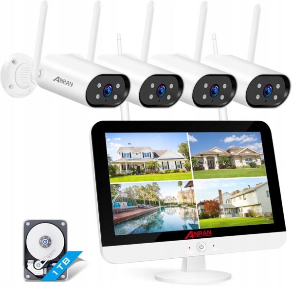 Zestaw kamer monitoringu ANRAN K04W6732, detektor ruchu, dysk 1 TB, Używany
