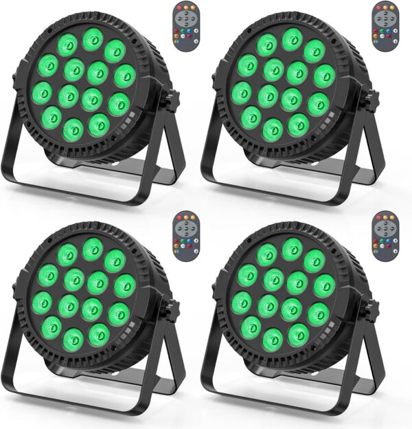 4 sztuki reflektorów HOLDLAMP LED, 14 diod RGBW, pilot zdalnego sterowania