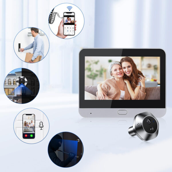 Dzwonek WiFi z kamerą i ekranem 4,3" kolorowym, szeroki kąt 120°, sensor PIR - obrazek 7