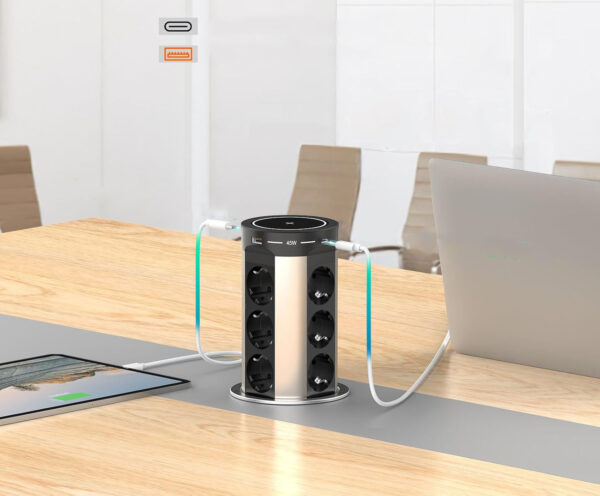Gniazdo uchylne HANNELORE, 16 A, USB, 12-stykowe, 15 W, kabel 2M - obrazek 2