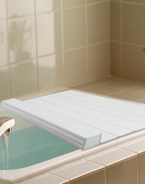 Składana półka do wanny QWORK WD10919 biały PVC 170x75 cm do łazienki