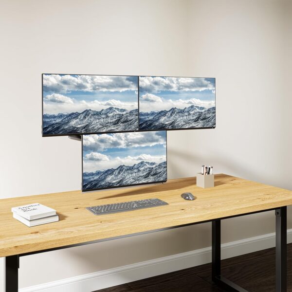 Uchwyt na 3 monitory WALI GSDM003, do 27", VESA 75/100 mm, czarny, Używany - obrazek 5
