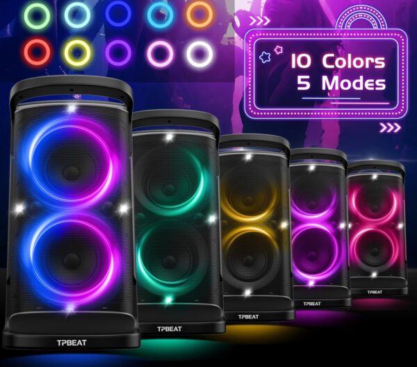 Głośnik TPBEAT TP-PT-01 Bluetooth 160W z basem, światłami LED i mikrofonem - obrazek 7