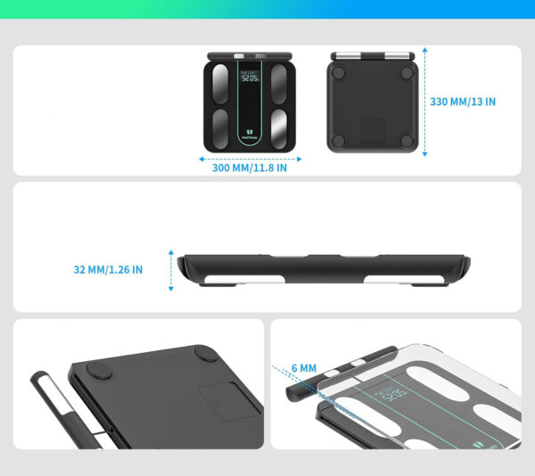 Waga podłogowa Healthkeep, na Androida i iOS, 180 kg inteligentna waga łazienkowa Bluetooth analiza składu ciała - obrazek 2