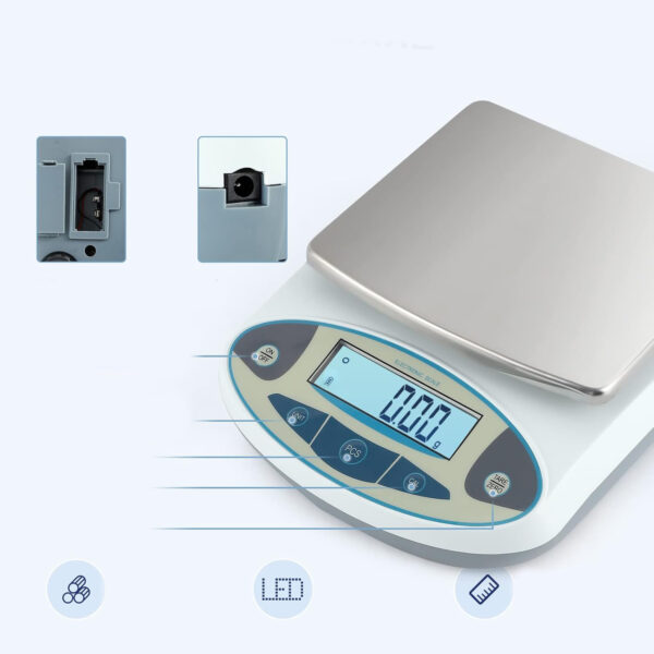 Cyfrowe wagi laboratoryjne CGOLDENWALL, do biżuterii i kuchni 5000 g, 0,1 g - obrazek 4