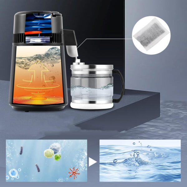 Destylator wody Hanchen, stal nierdzewna 304, 750 W, 4 l, ciemnoszara - obrazek 3