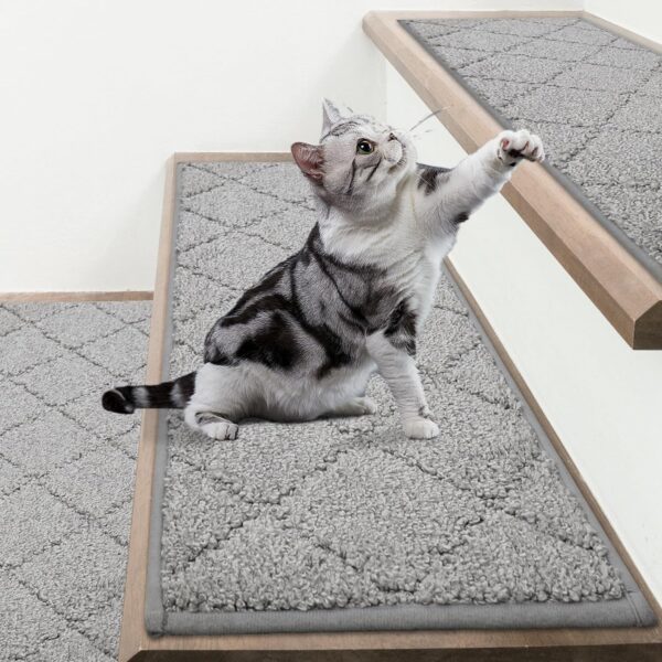 Zestaw 15 mat COSY HOMEER na schody, 70x22 cm, antypoślizgowe, szare - obrazek 3
