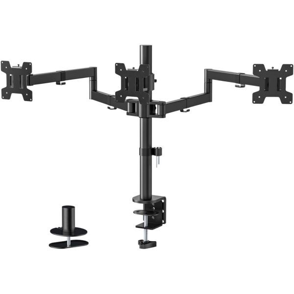 Uchwyt do 3 monitorów 24" WALI M003S regulowany 7 kg na ramię czarny