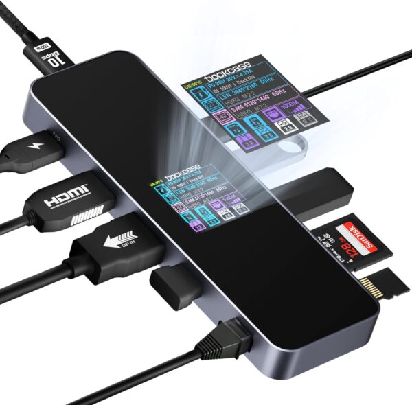 Inteligentny koncentrator USB-C DOCKASE DPR10P 10w1 stacja dokująca HDMI Ethernet SD PD dla laptopa