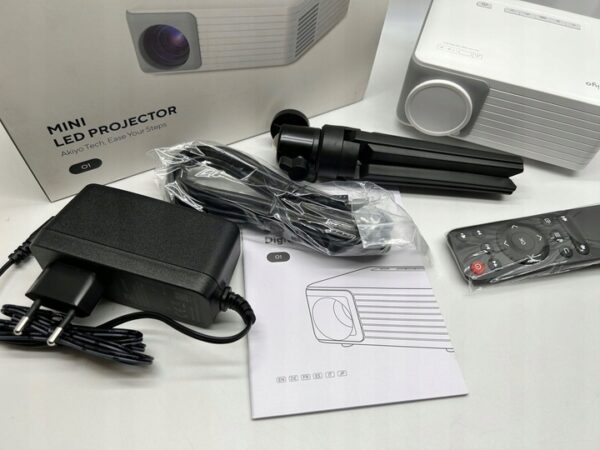 Mini projektor ze statywem AKIYO O1 Full HD 1080p kompaktowy projektor przenośny z wyraźnym obrazem i podstawą w zestawie - obrazek 8