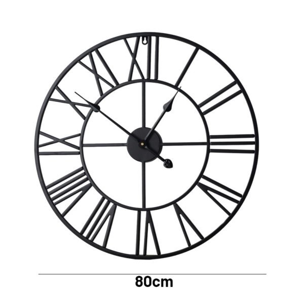Zegar ścienny metalowy 80 cm czarny cichy europejski nowoczesny dekor - obrazek 2