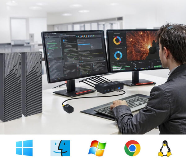 Przełącznik KVM TCNEWCL 4K 144Hz DP 1.4 2×PC 2×monitor 8K 60Hz USB 3.0 z kablami - obrazek 7