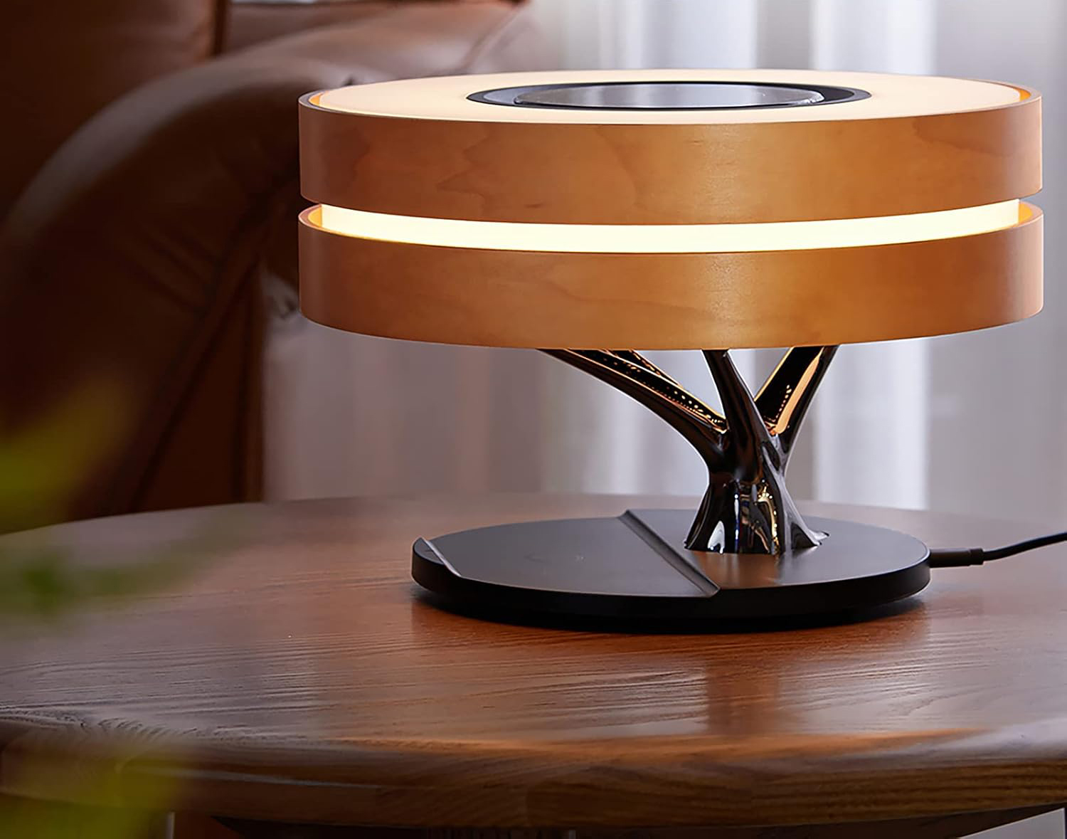 Lampa nocna Masdio Horizon ładowarka 10W zegar lampka z funkcją AMPULLA bezprzewodowego ładowania i budzikiem - obrazek 2