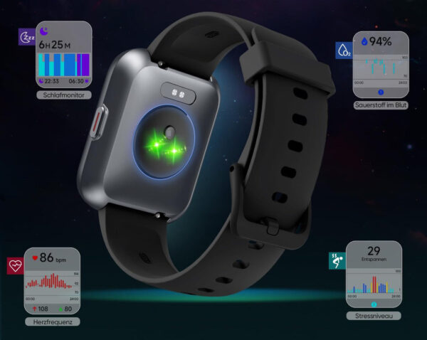 Smartwatch Fitpolo ID208Plus, ekranem 1,8'' IP68, ponad 110 trybów, czarny - obrazek 4