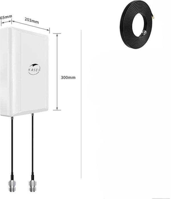 NIEKOMPLETNA Antena KASER MIMO LTE 4G 5G 12dBi zewnętrzna z TS9 i kablem - obrazek 2