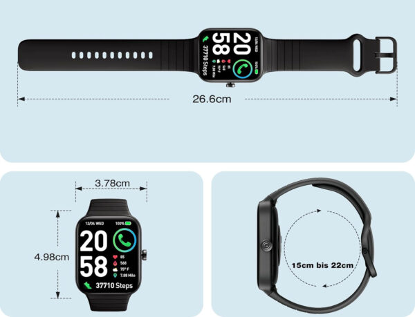 Smartwatch IDW15, Bluetooth, IP68, dla Android/iOS, czarny - obrazek 6