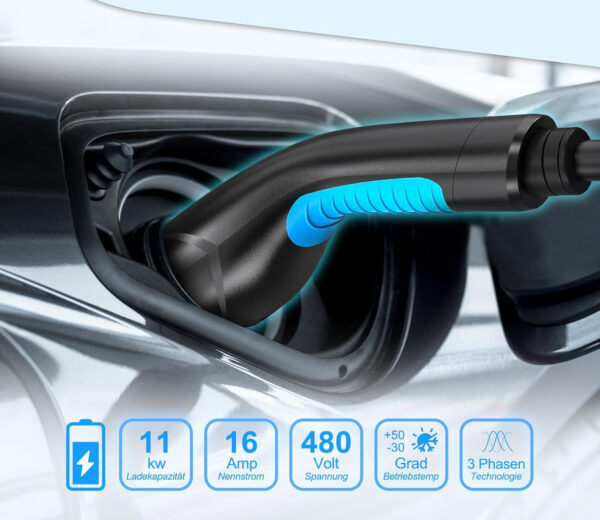 Kabel do ładowania EVDANCE Type 2, 11 kW, 16 A, 8 m, 3-fazowy, z torbą - obrazek 5