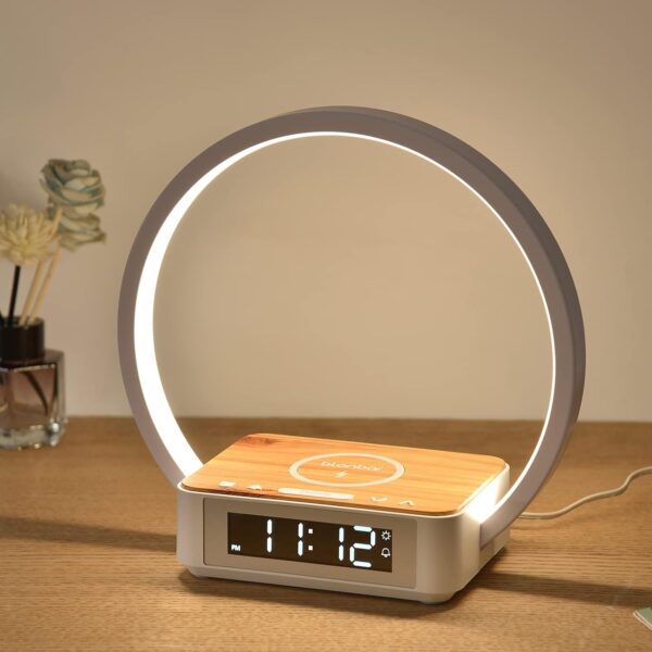 Blonbar Lampka nocna LED Budzik Qi bezprzewodowa ładowarka 10 W - obrazek 3