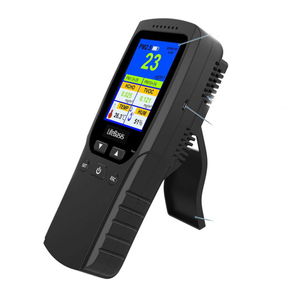 Cyfrowy detektor LifeBasis HCHO PM2.5 PM1.0 przenośny miernik jakości powietrza LCD - obrazek 2