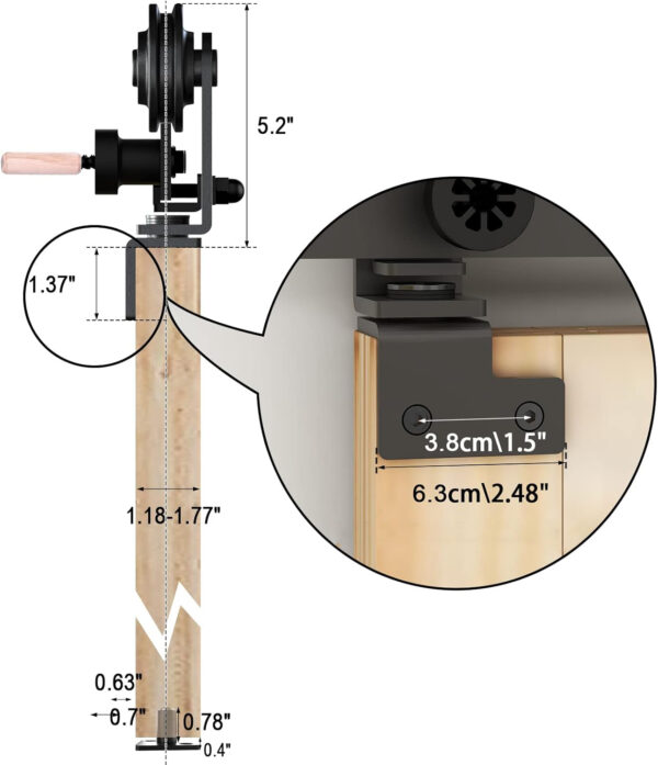 Zestaw do drzwi składanych Wolfbird F33STS 1 m system jezdny do otworu 80-90 cm - obrazek 4