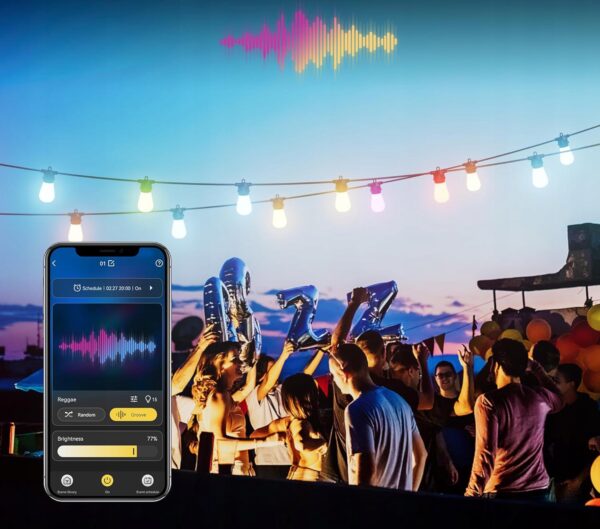 Światła LED Diivoo, 15m z aplikacją Bluetooth, IP65, wodoodporne - obrazek 4