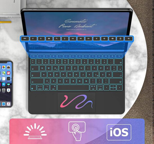 Używana Klawiatura GOOJODOQ dla iPad Air 2024 M2 13'', QWERTZ etui/iPad Pro 12.9, czarna A1895 - obrazek 3