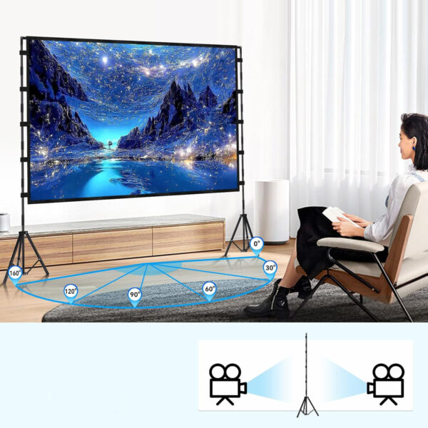 Ekran projekcyjny z podstawą Yofuly 100" dwustronny 16:9 4K do domu i pleneru - obrazek 4