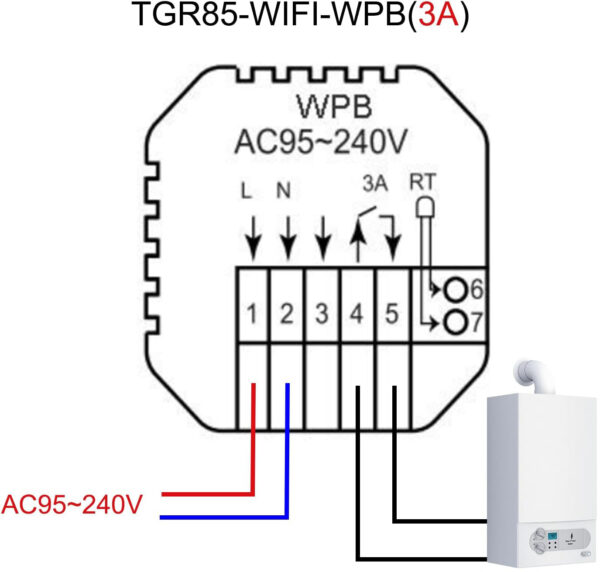 Termostat Beok Mirror TGR85WIFI-WPB, Wi-Fi, z Alexą, Google Assistant, 3A - obrazek 5