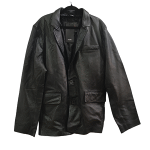 Męska skórzana kurtka sportowa Aviatrix EAQQ, czarna, 2 guziki, 2XL, EUR 54